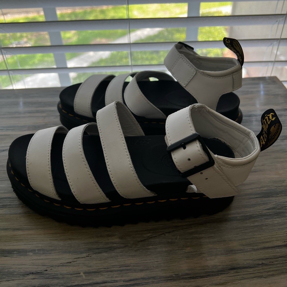 Dr. Marten Blaire Hydro Leather Strap Sandals (White)